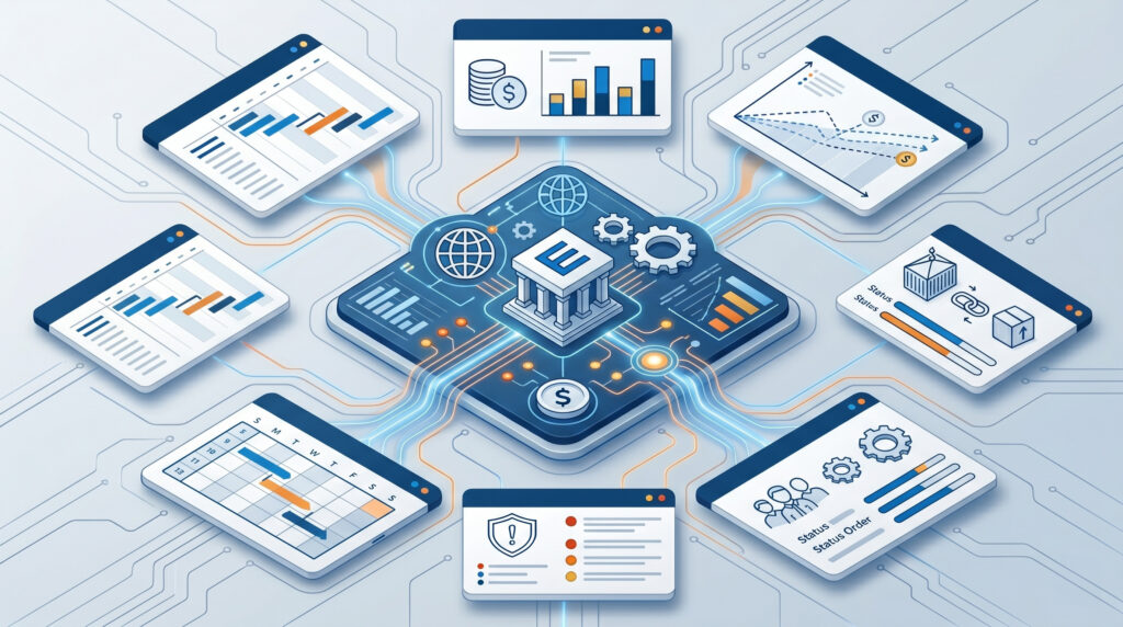 Connected project financial control model inside Microsoft Dynamics 365 Finance