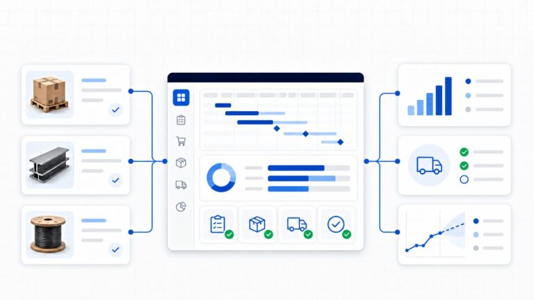 10-reasons-section-supply-chain-no-title Project supply chain data connecting materials, procurement, delivery status, and financial impact.